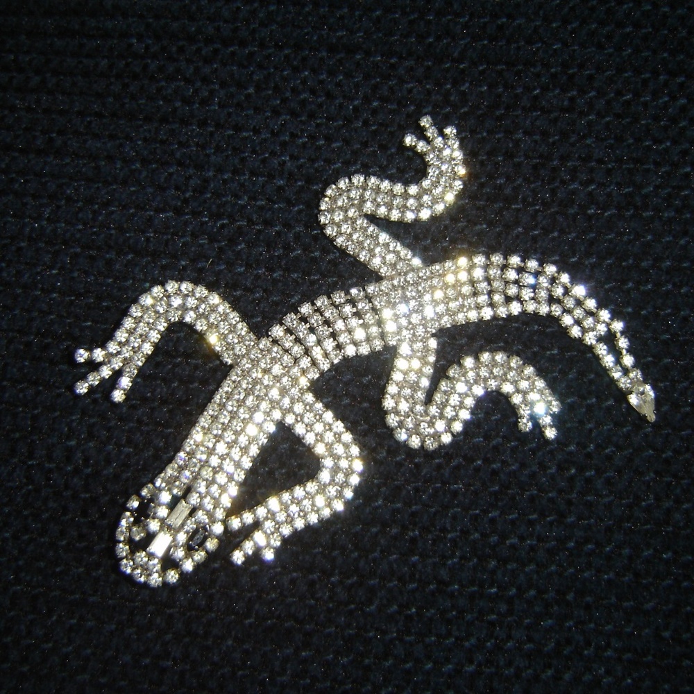 Vintage Rhinestone Alligator Pin